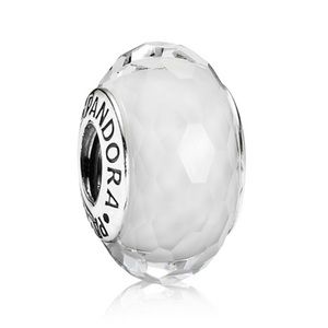 NEW Pandora White Fascinating Faceted Murano Glass Bead.